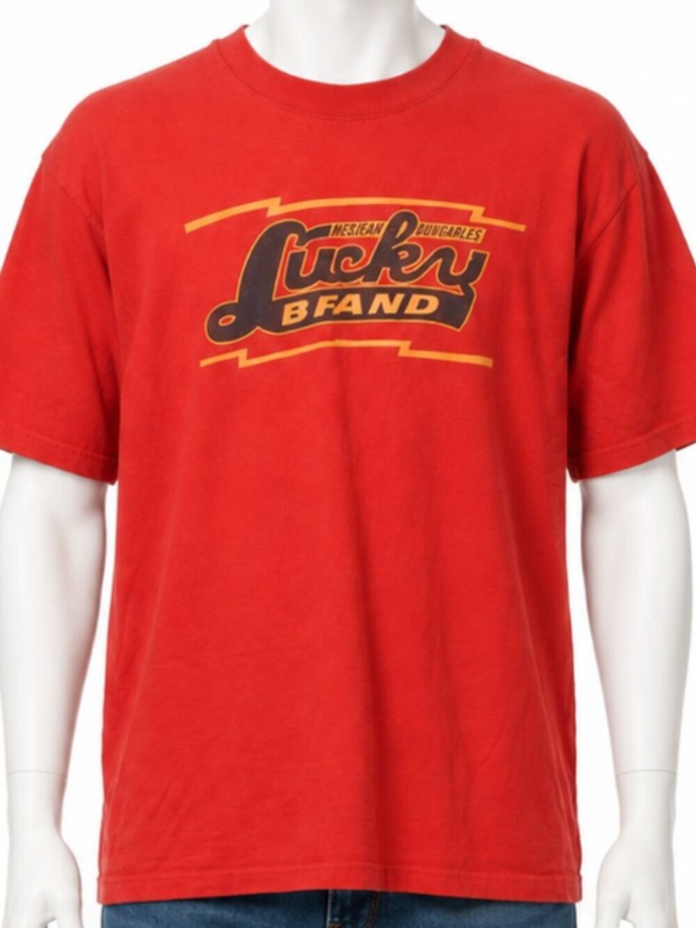 Lucky Brand T-Shirt Mens Large Graphic Tee Logo Red Cotton